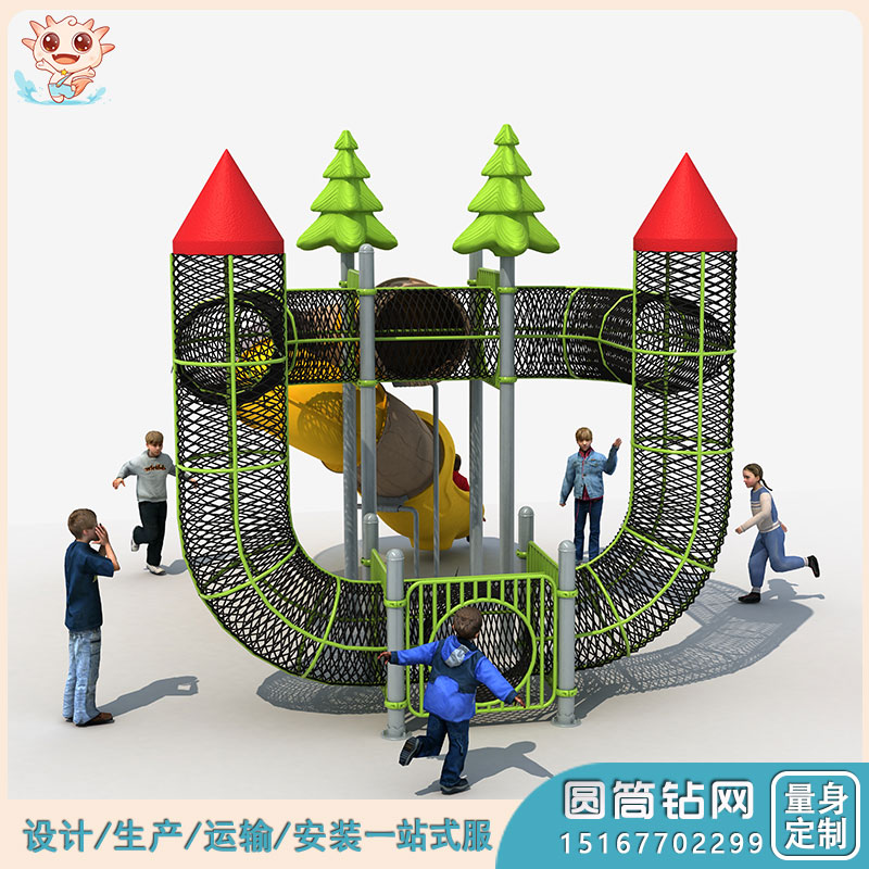 乐图户外绳网攀爬设备-彩虹绳网